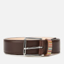 PS Paul Smith Men's Signature Stripe Keeper Leather Belt - Brown