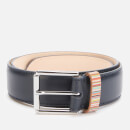 PS Paul Smith Men's Signature Stripe Keeper Leather Belt - Blue