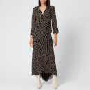Ganni Women's Printed Georgette Wrap Dress - Black