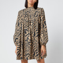 Ganni Women's Printed Cotton Poplin Mini Dress - Tannin