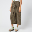 Ganni Women's Seersucker Check Midi Skirt - Kalamata