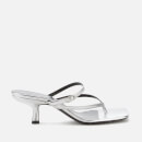 by FAR Women's Desiree Leather Toe Post Heeled Sandals - Silver