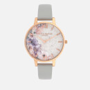Olivia Burton Women's Quartz Florals Watch - Grey/Rose Gold