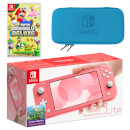 Nintendo Switch Lite (Coral) New Super Mario Bros. U Deluxe Pack