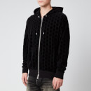 Balmain Men's Zipped Monogram Jacquard Hoodie - Black