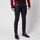 Balmain Men's Embossed Monogram Ribbed Slim Jeans - Blue