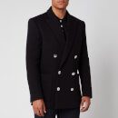 Balmain Men's Double Breasted Fleece Blazer - Black