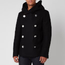 Balmain Men's Hooded Wool Pea Coat - Black