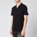 Balmain Men's Embossed Logo Open Collar Polo Shirt - Black