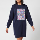Karl Lagerfeld Women's Floral Address Logo Sweat Dress - Peacoat