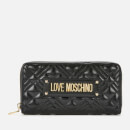 Love Moschino Women's Quilted Zip Around Wallet - Black
