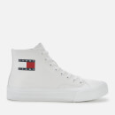 Tommy Jeans Men's Mid Cut Canvas Hi-Top Trainers - White