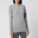 Thom Browne Women's Aran Cable Relaxed Crew Neck Sweatshirt - Light Grey
