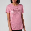Superdry Women's Vl Tonal Glitter T-Shirt - Pink Snowy