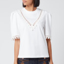 See By Chloé Women's Lace Trim Top - White Powder