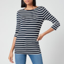 Tommy Hilfiger Women's Heritage Boat Neck T-Shirt 3/4 Length - Midnight/Classic White