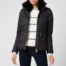Barbour International Women's Halfback Quilt Fur Collar Coat - Black