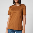 Balmain Women's 3 Button Flocked T-Shirt - Hazelnut