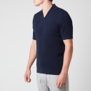 Frescobol Carioca Men's Textured Knit Polo Shirt - Navy Blue