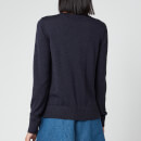 Maison Kitsuné Women's Merinos R-Neck Cardigan Fox Head Patch - Indigo