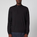 Canali Men's Long Sleeve Suede Button Turtle Neck Jumper - Black