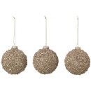 Broste Copenhagen Glitter Bauble - Set of 3 - Taupe