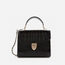 Aspinal of London Women's Mayfair Midi Deep Shine Croc Bag - Black