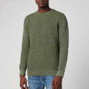 Superdry Men's Academy Dyed Texture Crewneck Jumper - Washed Dark Olive Green
