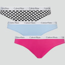 Calvin Klein Women's 3-Pk Bikini - Dot Black/Blu Cantrel/Bright Magenta