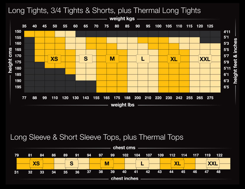 Skins A200 Active Compression Long Tights Black/Yellow