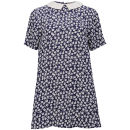 Neon Rose Women's Floral Print Collar Dress - Blue