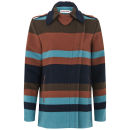 See By Chloé Women's Block Stripe Wool Coat - Brown/Blue