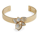 Maria Francesca Pepe Flower/Studded Thin Cuff - Gold/White