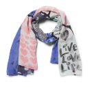 Codello Women's Happy World Crazy Animal Love Scarf - Navy Blue