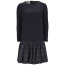 Baum und Pferdgarten Women's Helki Drop Waist Frill Houndstooth Dress - Navy