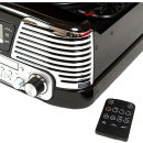 GPO Retro Memphis Turntable 4-in-1 Music System with Built in CD and FM Radio - Black