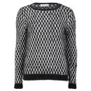 Moku Women's Monochrome Fluffy Knit Jumper - Black/White