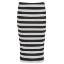 Damned Delux Women's Humbug Strip Scuba Pencil Skirt - Black/White