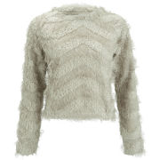 Vero Moda Women's Hairy Knitted Jumper - Oatmeal