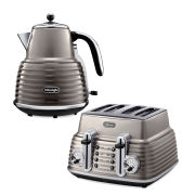 De'Longhi Scultura 4 Slice Toaster and Kettle Bundle - Champagne Gloss