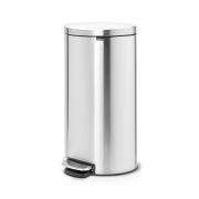 Brabantia 30 Litre Fingerprint Proof Flatback Space Saving Silent Pedal Bin - Matt Steel