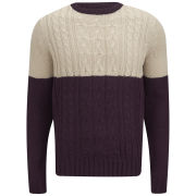 Soul Star Men's Pepper Sync Colour Block Knit Jumper - Burgundy