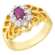 Two Toned Cubic Zirconia Oval Ruby Ring