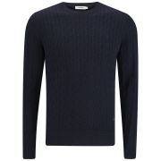 J.Lindeberg Men's Jave Allover Braid Cable Knitted Jumper - Dark Navy