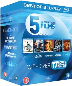Blu-Ray Starter Pack: Gladiator / The Bourne Ultimatum / Wanted / Fast and Furious / The Mummy: Tomb of the Dragon Emperor