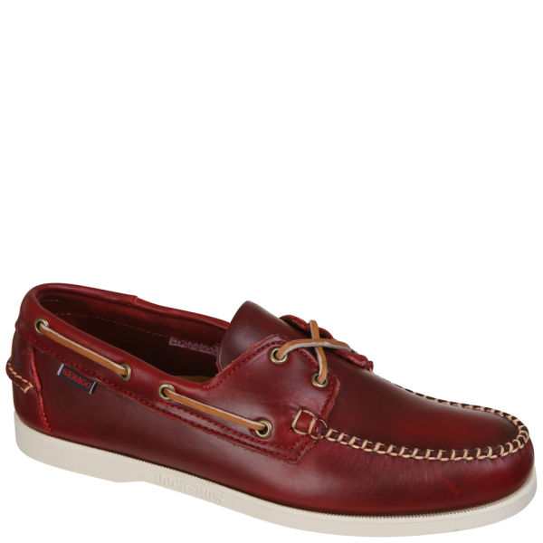 red leather boat shoes