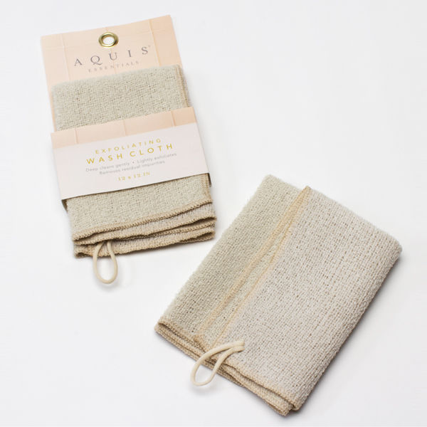 Aquis Exfoliating Wash Cloth Linen FREE UK Delivery