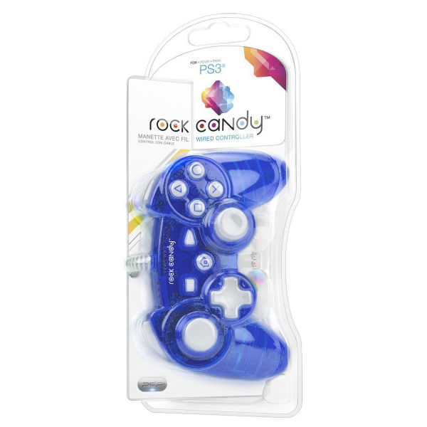 Rock Candy PS3 Controller (Blue) Wired Games Accessories Zavvi