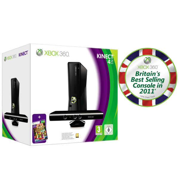 Xbox 360 Console Bundle 4GB Memory, Kinect & Kinect Adventures Games