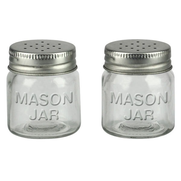 Mason Salt and Pepper Shakers Clear Vintage Mason Jar Design eBay
